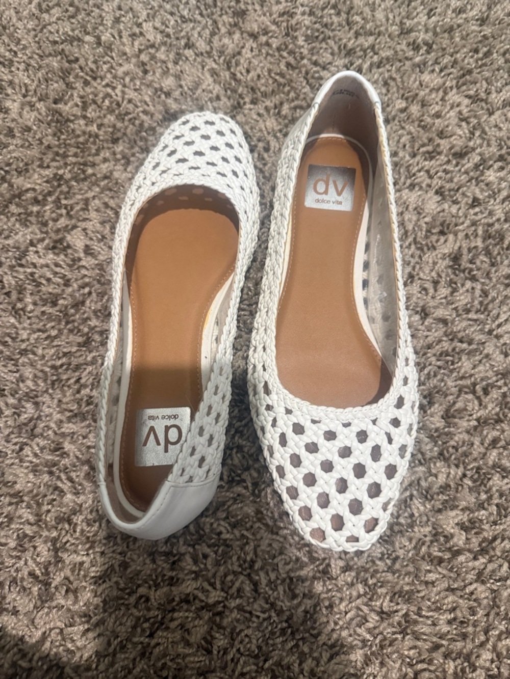 DV by Dolce Vita White Woven Pointed Ballet Flats
